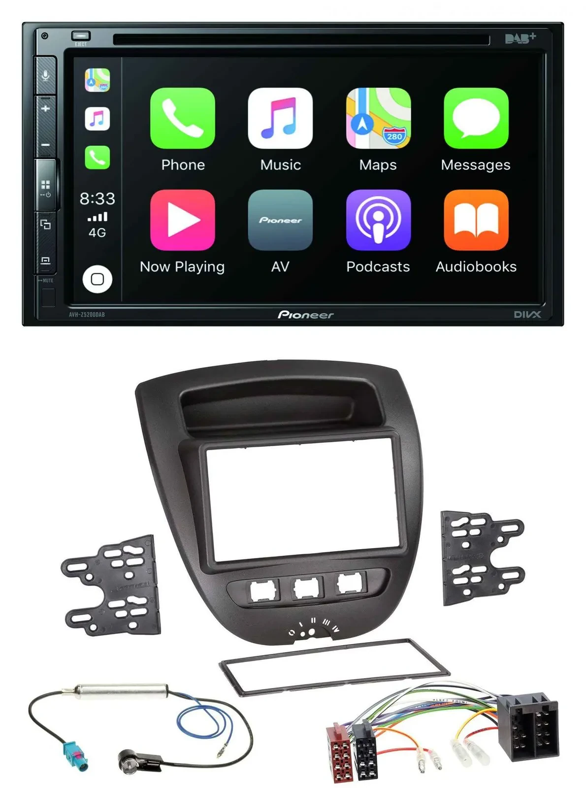 Pioneer DVD 2DIN MP3 DAB Bluetooth USB Autoradio für Toyota Aygo Peugeot 107 Cit