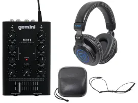 Gemini MM1 Pro Audio Pocket-Sized 2-Channel DJ Mixer w/ 2-Band EQ + Headphones