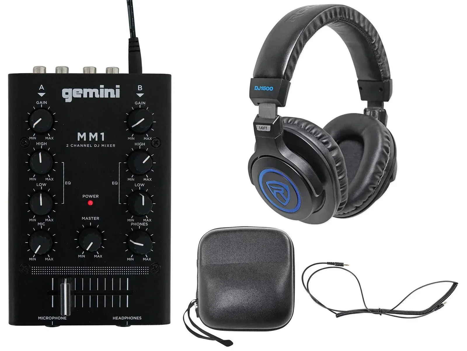 DJ-микшер Gemini MM1 2-канальный, 2-полосный EQ, компактный, с наушниками DJ1500