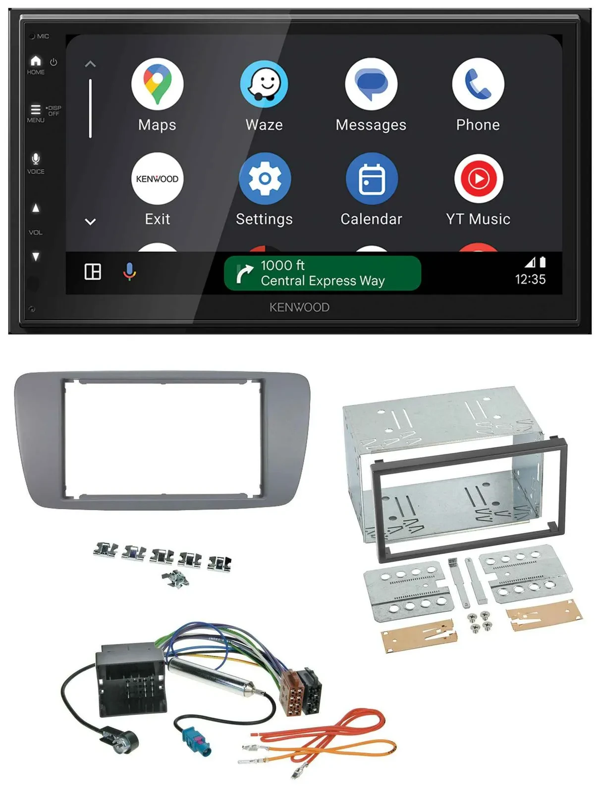 Автомагнитола Kenwood 2-DIN, DAB, Bluetooth, USB, MP3 для Seat Ibiza с 2008, серый