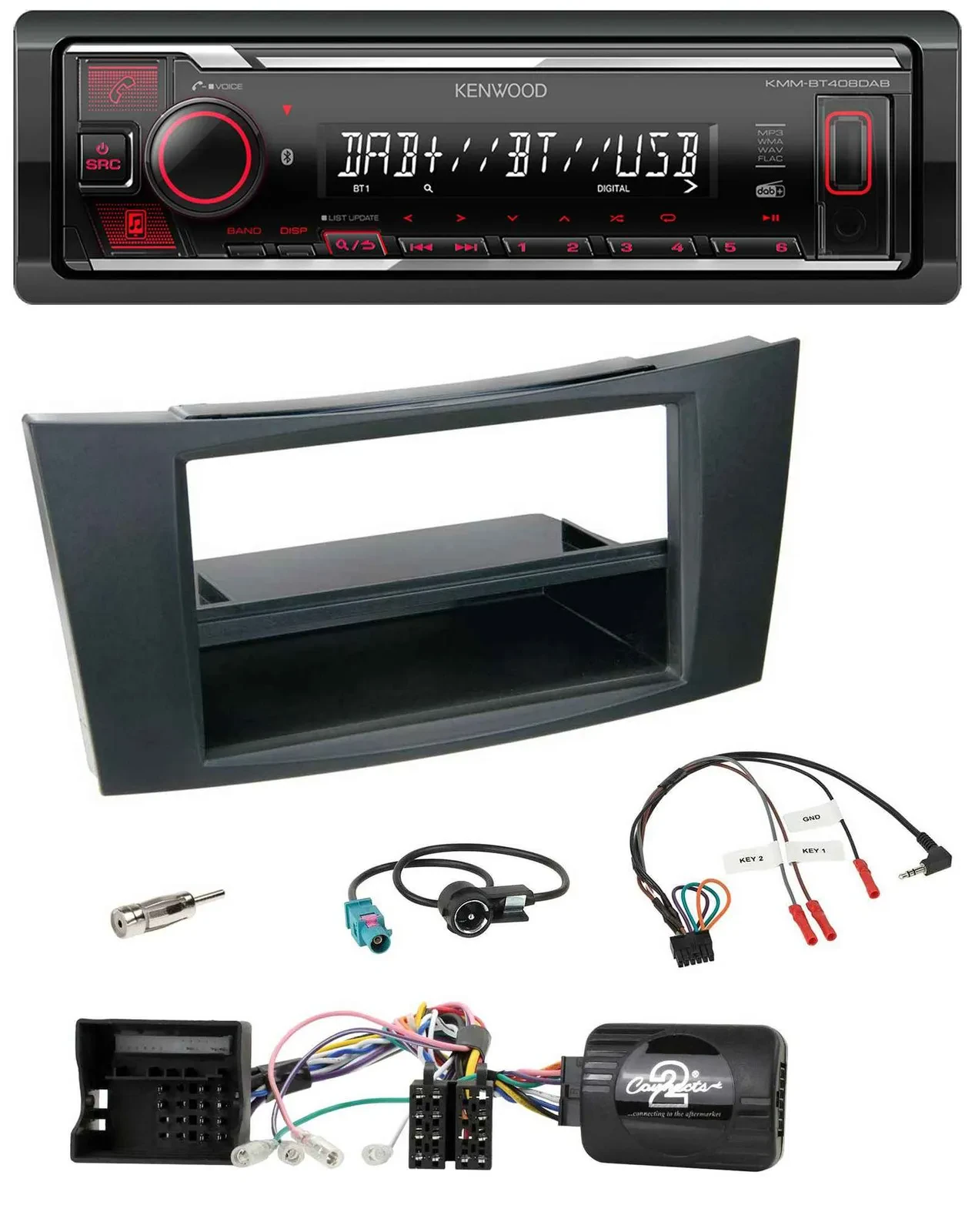 Автомагнитола Kenwood Bluetooth USB DAB, для Mercedes CLS/E‑Class (2002–2008), совместима с кнопками на руле