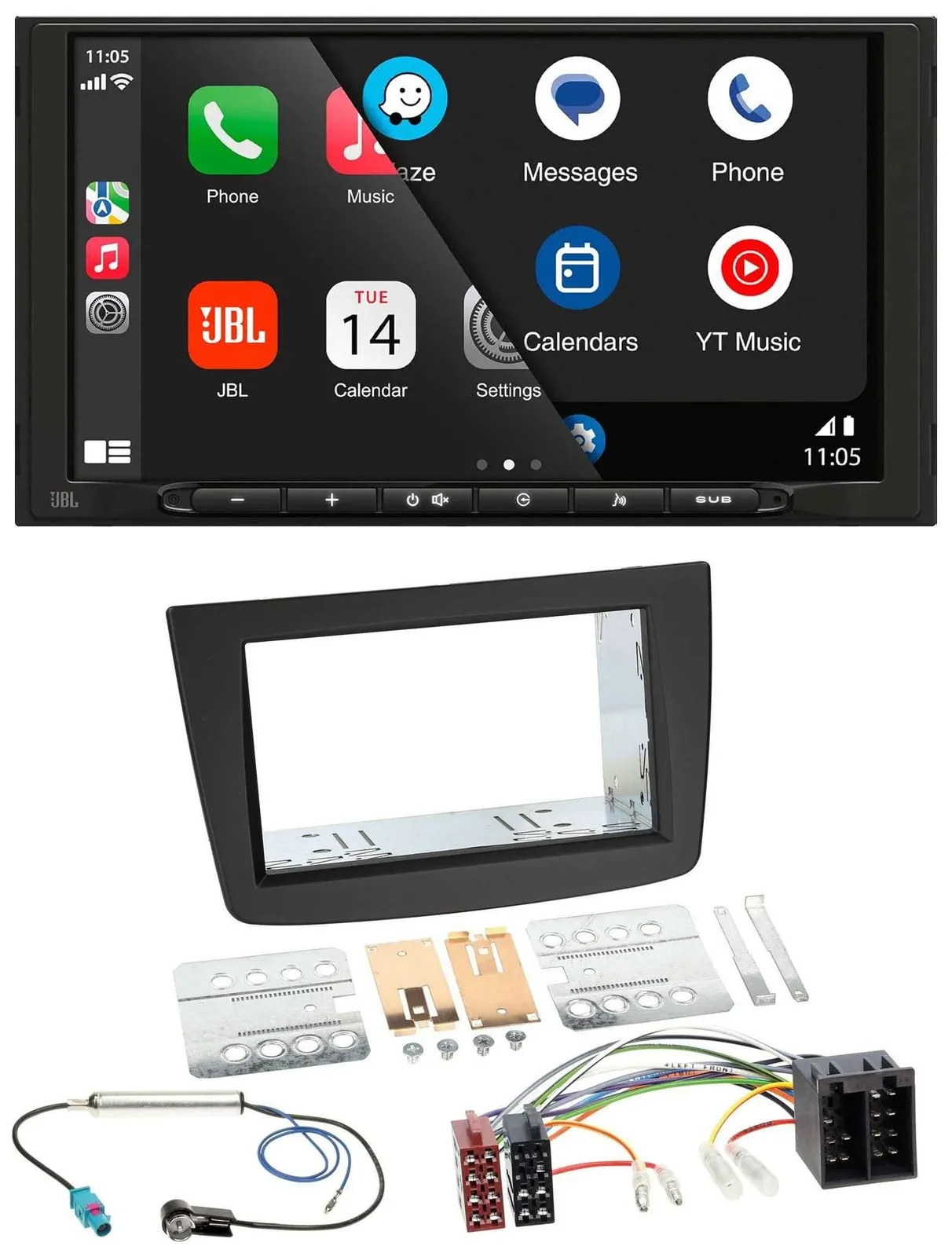 JBL USB 2DIN MP3 Bluetooth AUX Autoradio für Alfa Romeo Mito 08-14 955 ISO schwa