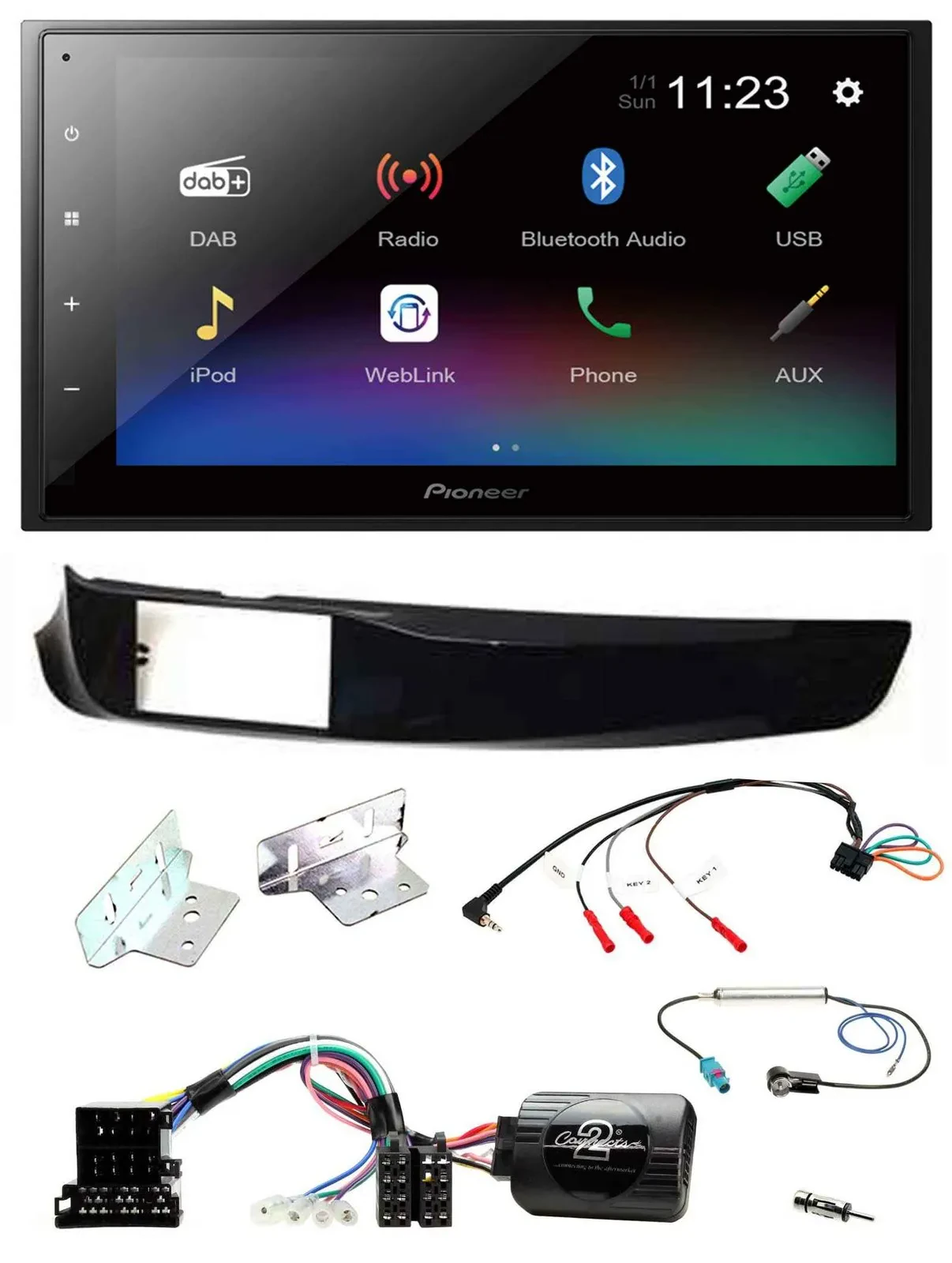 Pioneer USB Bluetooth DAB 2DIN Lenkrad Autoradio für Alfa Giulietta 940 10-14 sc