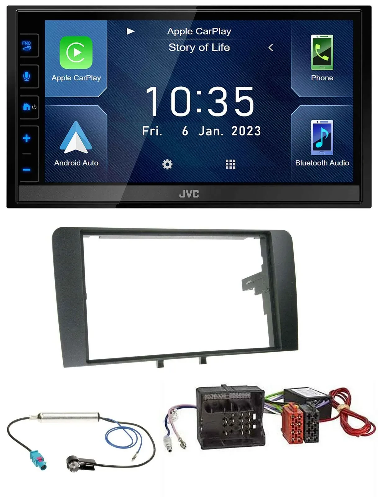 JVC DAB Bluetooth MP3 USB 2DIN Autoradio für Audi A3 8P 2003-2012 Aktivsystem Qu