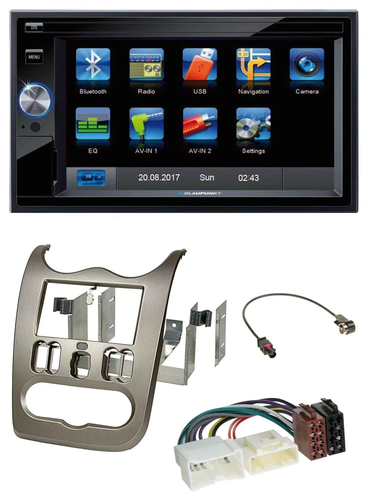 Blaupunkt SD Bluetooth 2DIN MP3 USB AUX Autoradio für Dacia Logan Sandero Duster