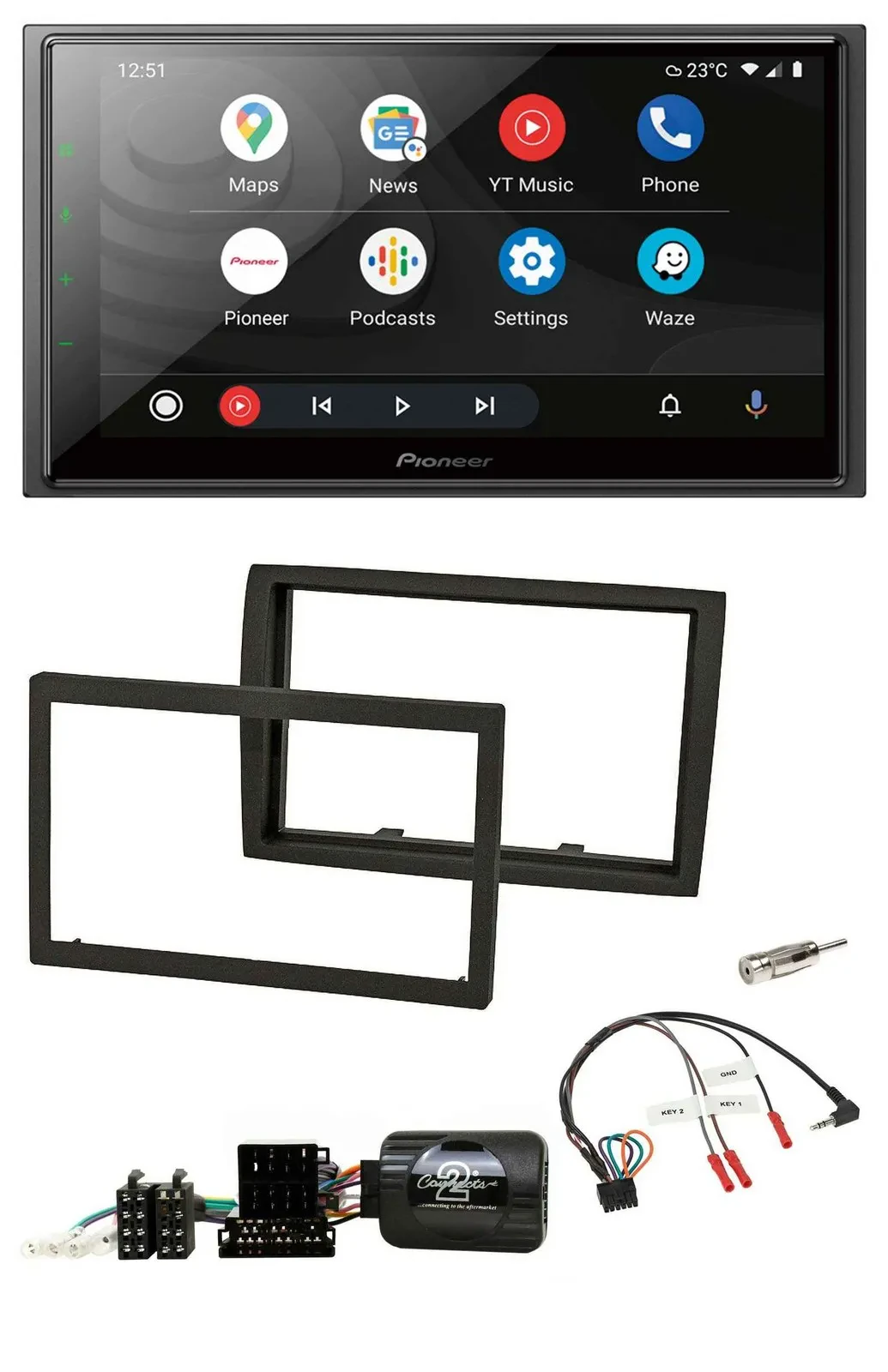 Pioneer USB 2DIN DAB Lenkrad Bluetooth Autoradio für Fiat Ducato