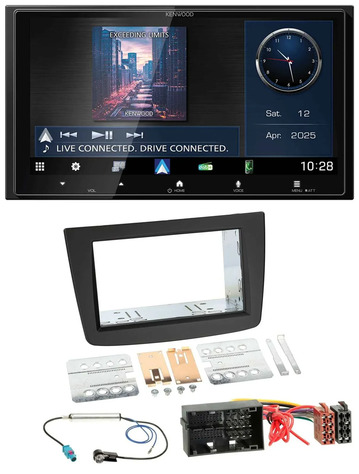 Автомагнитола Kenwood 2DIN, Bluetooth, USB, DAB, MP3 для Alfa Romeo Mito (955) с 2014 года, чёрный