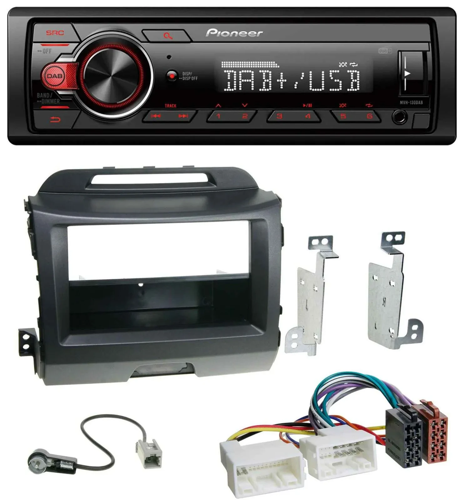 Pioneer MP3 1DIN DAB USB AUX Autoradio für Kia Sportage 3 SL 10-15 schwarz