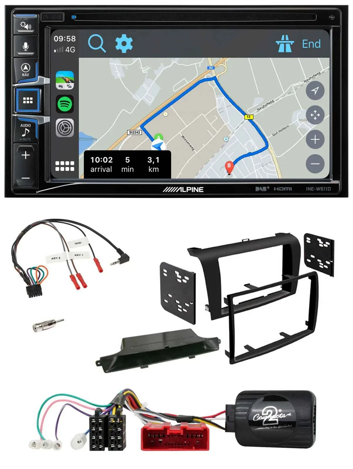 Alpine DAB TMC Bluetooth 2DIN USB Lenkrad Navigation für Mazda 3 2003-2009 schwa
