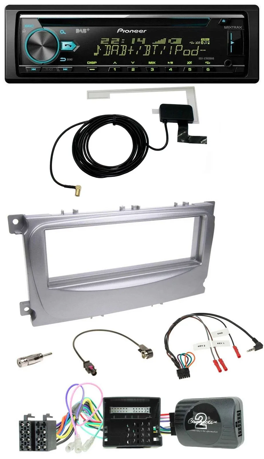 Pioneer MP3 Lenkrad CD USB DAB Autoradio für Ford S-Max Mondeo Can-Bus 07-14 sil