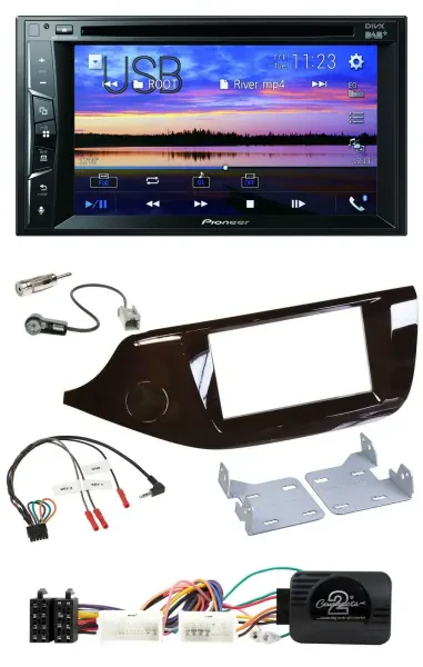 Pioneer Bluetooth 2DIN USB DVD DAB Lenkrad Autoradio für Kia Ceed ab 2012 glänze
