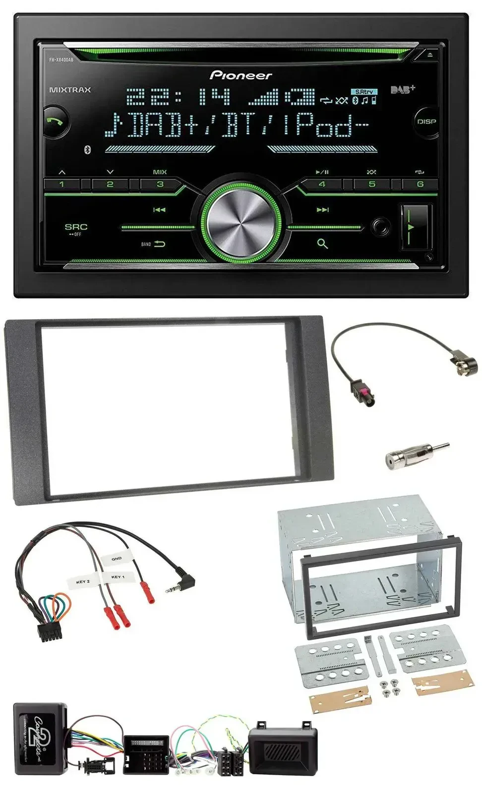 Автомагнитола для Ford Kuga 2008–2012 Pioneer 2 DIN, Bluetooth, DAB, USB, CD, антрацит