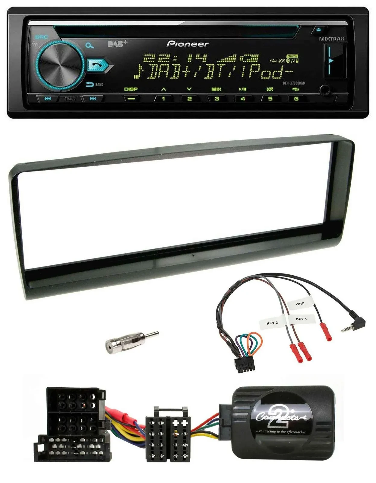 Автомагнитола Pioneer DAB, CD, USB, Bluetooth для Alfa Romeo 156 (2000–2001), черный