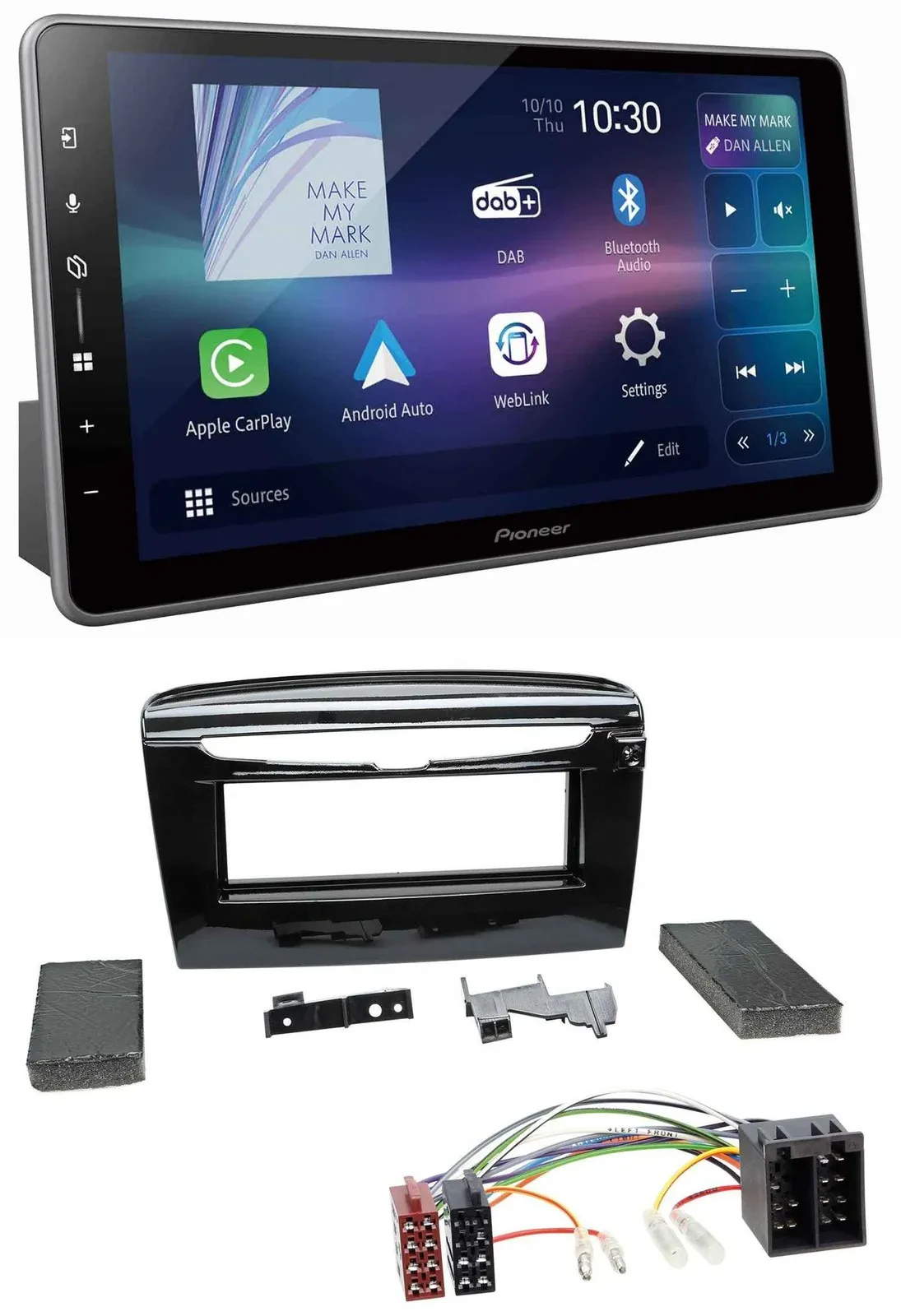 Автомагнитола для Lancia Y (с 2012) Pioneer Bluetooth, USB, DAB, MP3, черный глянцевый