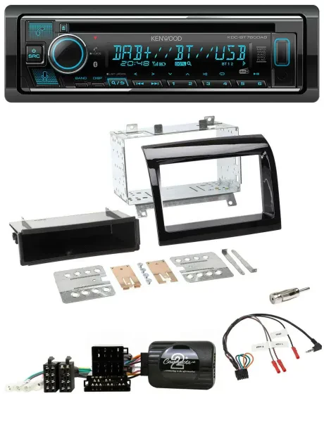 Kenwood Lenkrad Bluetooth DAB USB CD Autoradio für Fiat Ducato 12-15 piano schwa