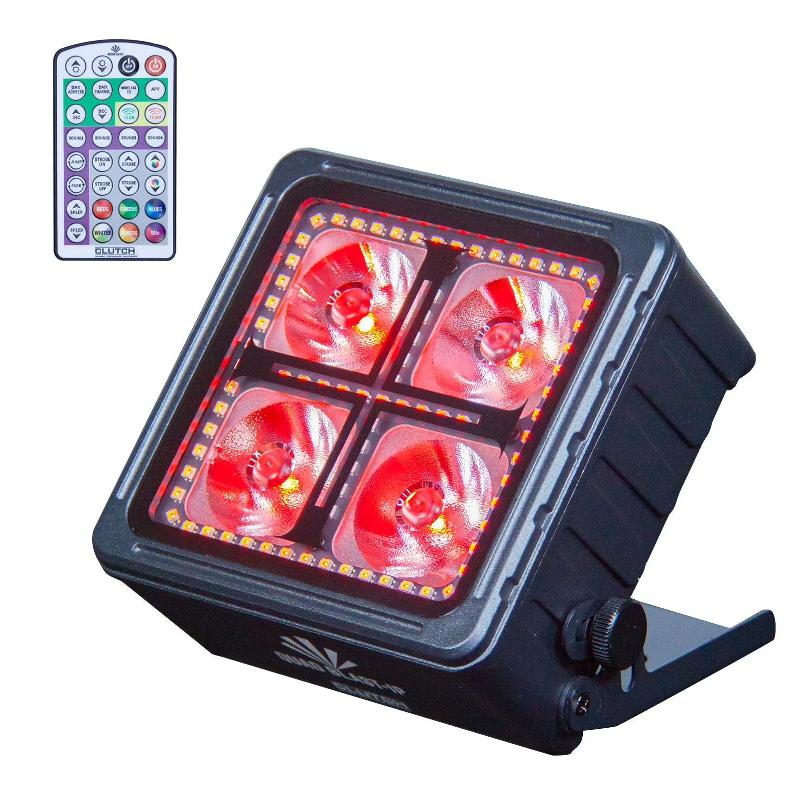 Quad 12 Watt RGBWA+UV LED Battery-Powered IP65-Rated Indoor Outdoor Uplight