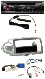 Автомагнитола для Toyota Yaris 2011–2014 Pioneer CD/USB, DAB, MP3, поддержка управления на руле, серебристая