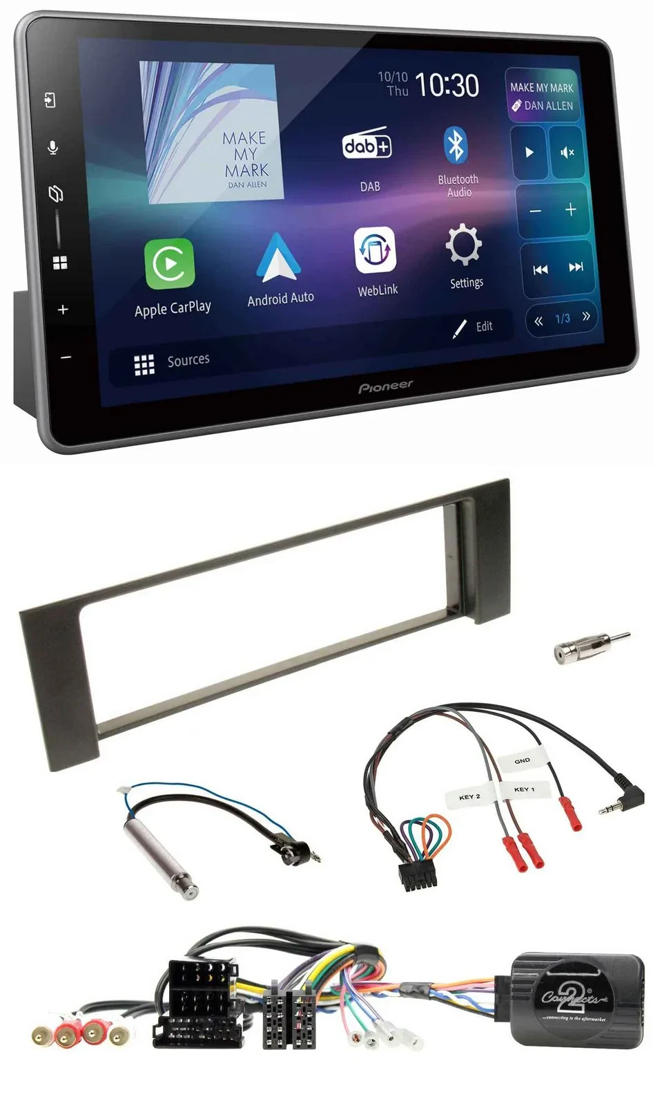 Pioneer Bluetooth USB DAB Lenkrad Autoradio für Audi A4 2000-2004 Can-Bus ISO