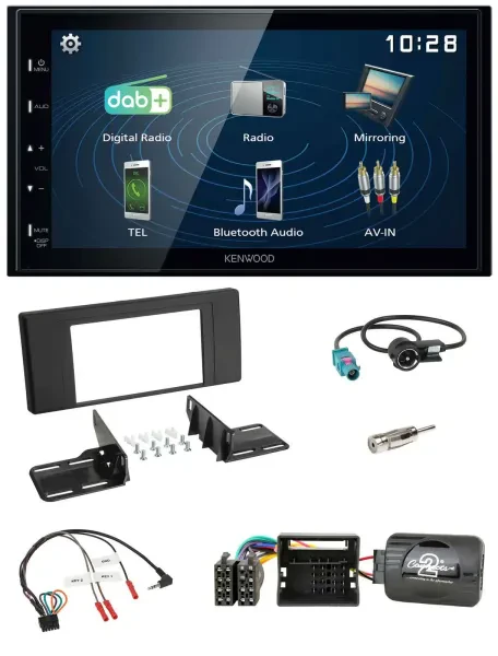 Kenwood 2DIN Bluetooth Lenkrad USB DAB Autoradio für BMW X5 E53 2000-2006