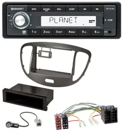 Автомагнитола для Hyundai i10 2008–2013 Continental 1-DIN USB MP3 AUX темно-серебристая
