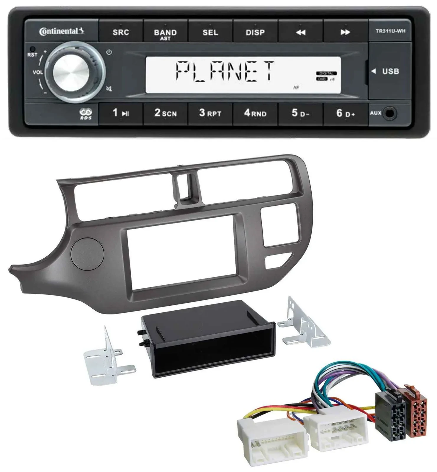 Автомагнитола для Kia Rio UB 2011–2014 Continental 1-DIN USB MP3 AUX антрацит