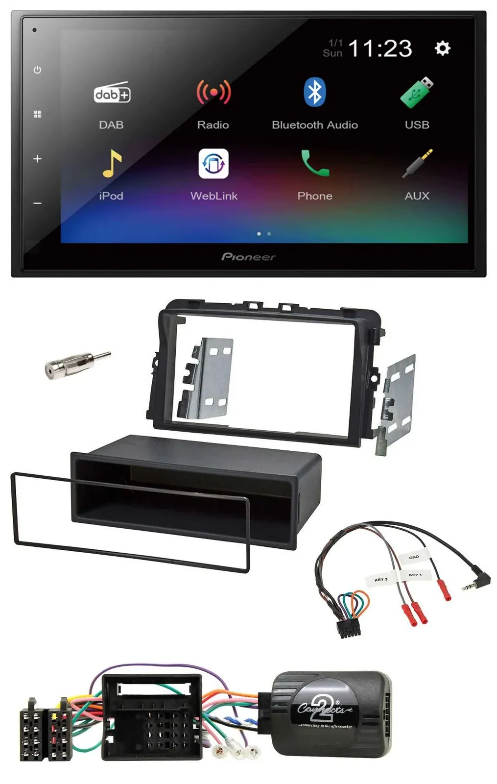 Pioneer USB Bluetooth DAB 2DIN Lenkrad Autoradio für Opel Vivaro 2011-2015