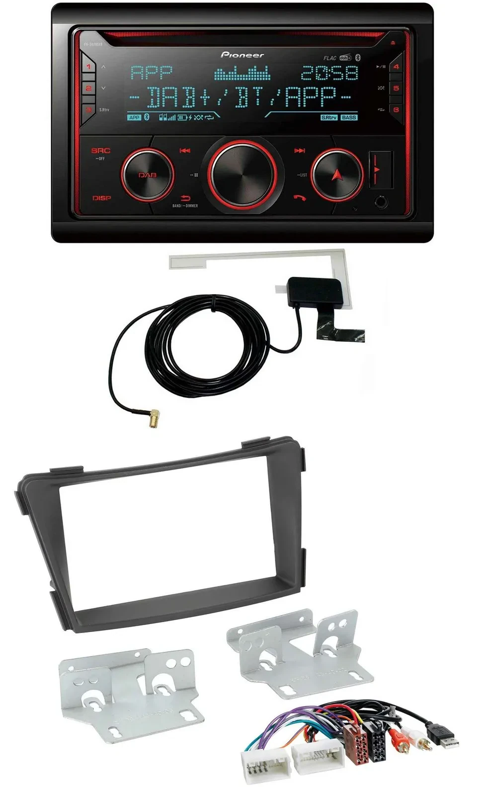 Pioneer 2DIN MP3 DAB USB CD Bluetooth Autoradio für Hyundai i40 ab 2011 VF schwa