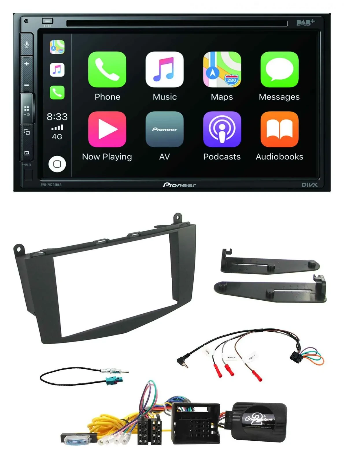 Pioneer DVD 2DIN Lenkrad DAB Bluetooth USB Autoradio für Mercedes C-Klasse 07-11
