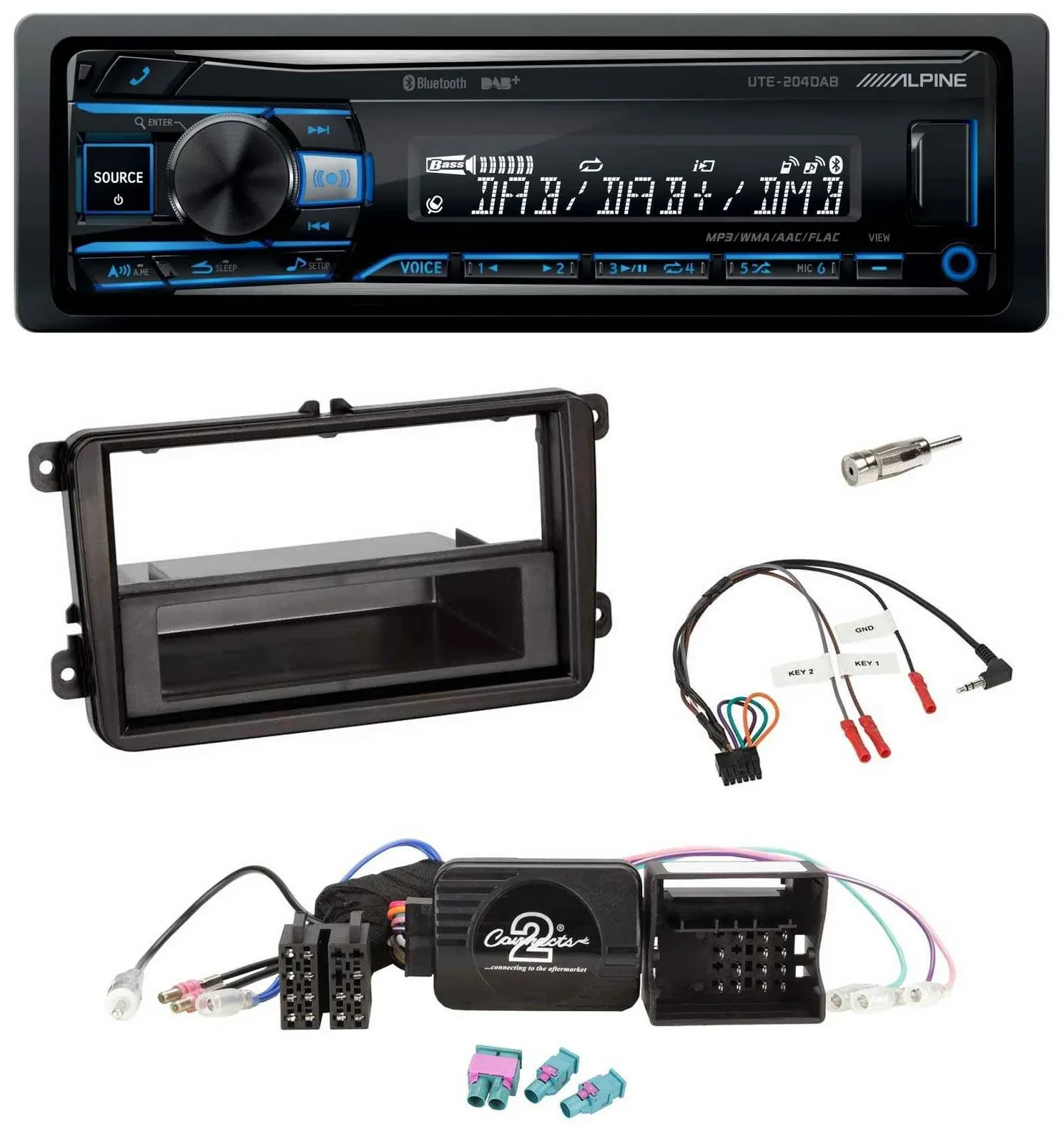 Alpine USB Bluetooth DAB Lenkrad Autoradio für VW Amarok Beetle EOS Caddy Golf V