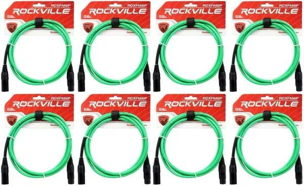 Микрофонный кабель Rockville RCXFM6P-G Green 1.8 м (8 штук)