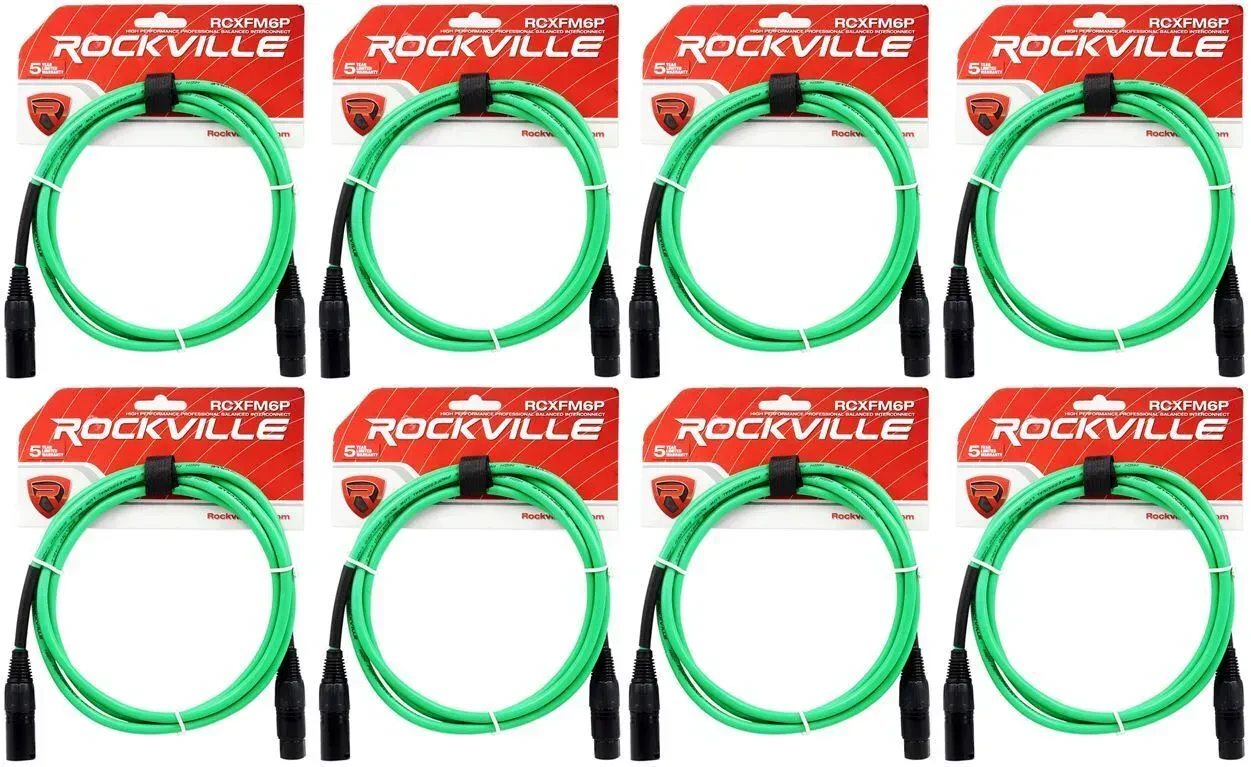 Микрофонный кабель Rockville RCXFM6P-G Green 1.8 м (8 штук)