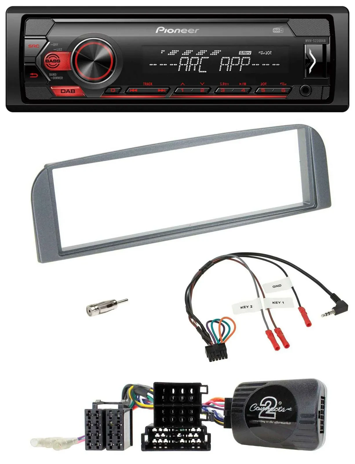 Автомагнитола Pioneer 1DIN DAB USB MP3 для Alfa Romeo 147/GT (2007–2010) антрацит