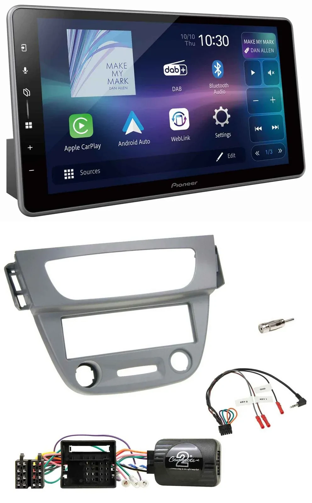 Pioneer Bluetooth USB DAB Lenkrad Autoradio für Renault Megane III 2009-2012 gra
