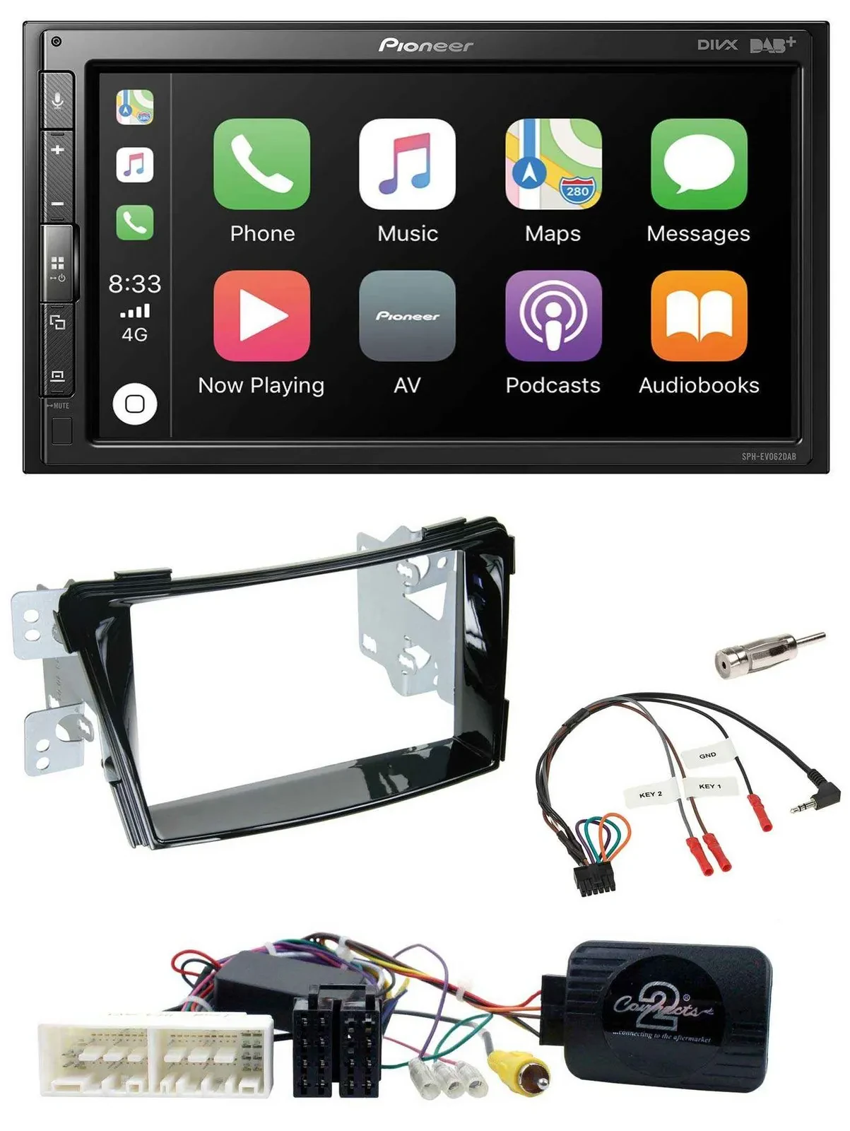 Автомагнитола для Hyundai i40 (с 2016) Pioneer 2-DIN, DAB, Bluetooth, USB, совместима с кнопками на руле