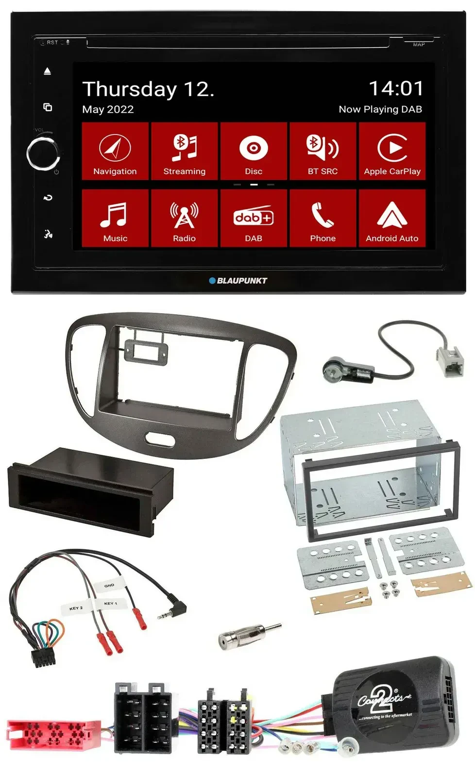 Blaupunkt Lenkrad DVD Bluetooth DAB 2DIN USB Autoradio für Hyundai i10 2009-13 d