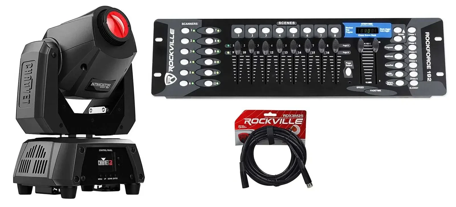 Прибор с полным движением Chauvet DJ Intimidator Spot 160 с DMX-пультом и кабелем