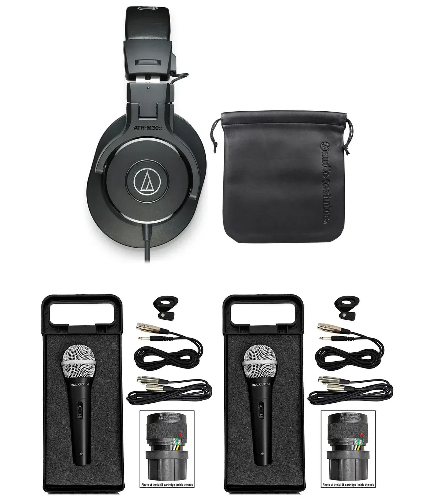 Наушники мониторные Audio-Technica ATH-M30x (набор, 2 микрофона), складные