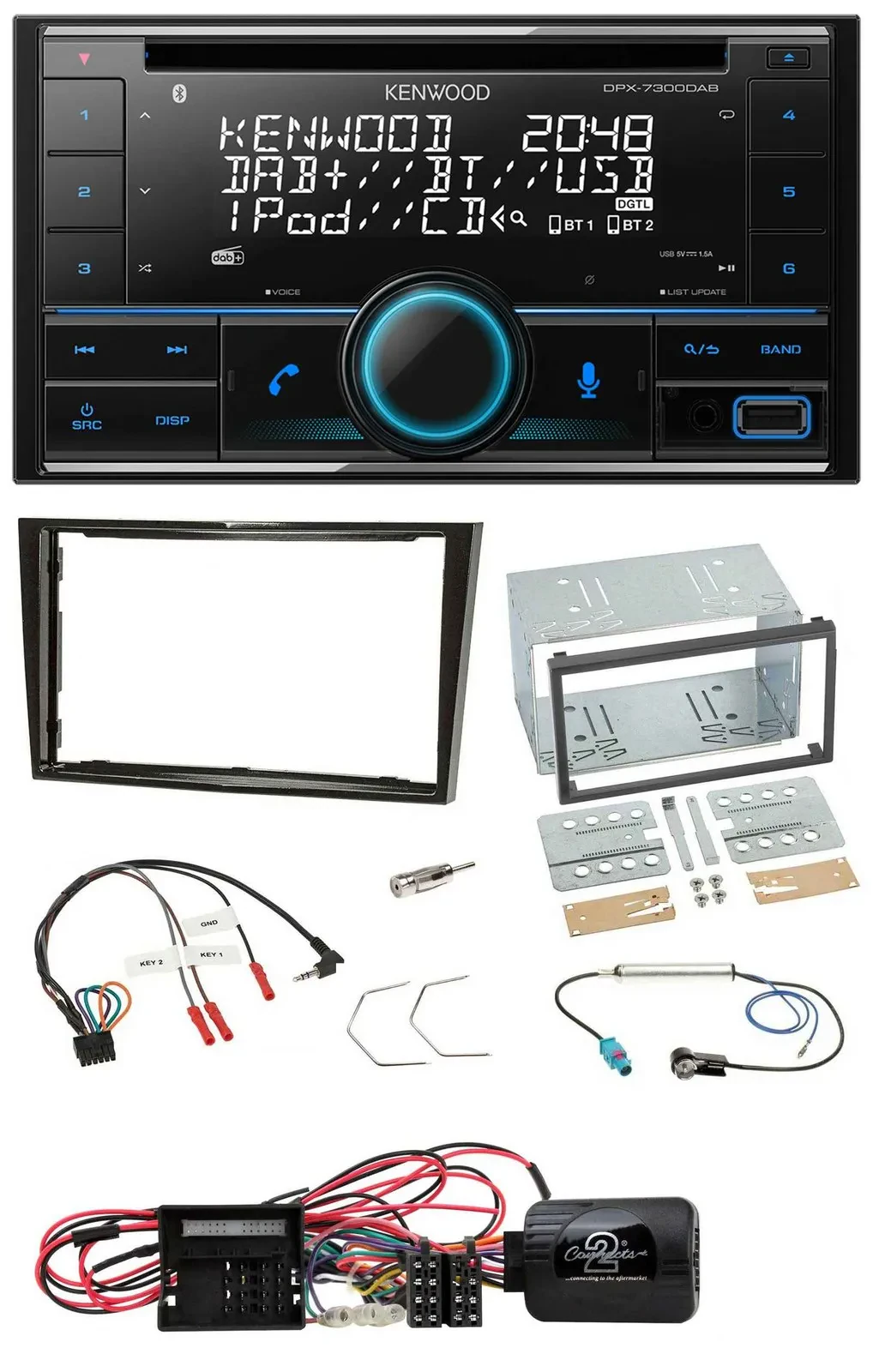 Kenwood CD 2DIN DAB USB Lenkrad Bluetooth Autoradio für Opel Corsa D Klavierlack