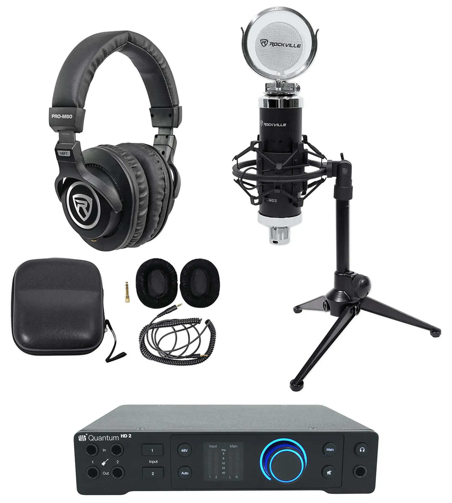 1-Person Podcast Podcasting Recording Kit w/Presonus Quantum HD2 Interface