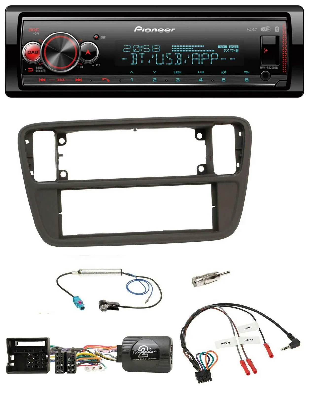 Pioneer Bluetooth USB Lenkrad DAB Autoradio für VW Up AA AAN 11-16 schwarz
