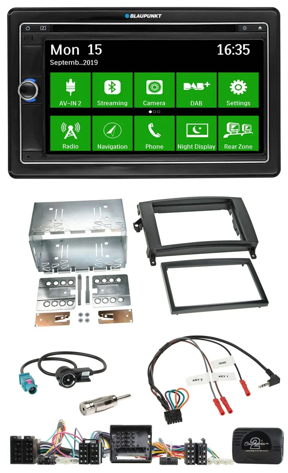 Blaupunkt Bluetooth 2DIN Lenkrad DAB USB TMC Navigation für Mercedes A- B-Klasse