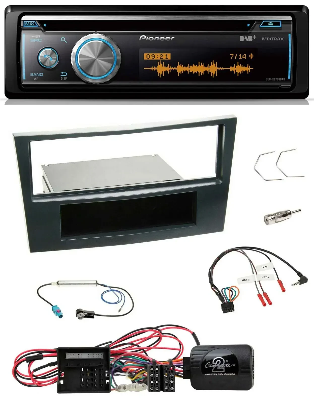 Автомагнитола для Opel Corsa D Pioneer DAB, USB, CD, Bluetooth, черная, 2009–2014, с поддержкой кнопок на руле