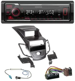 Автомагнитола для Ford Fiesta 2010–2017 Kenwood MP3, Bluetooth, USB, DAB, дисплей, черный