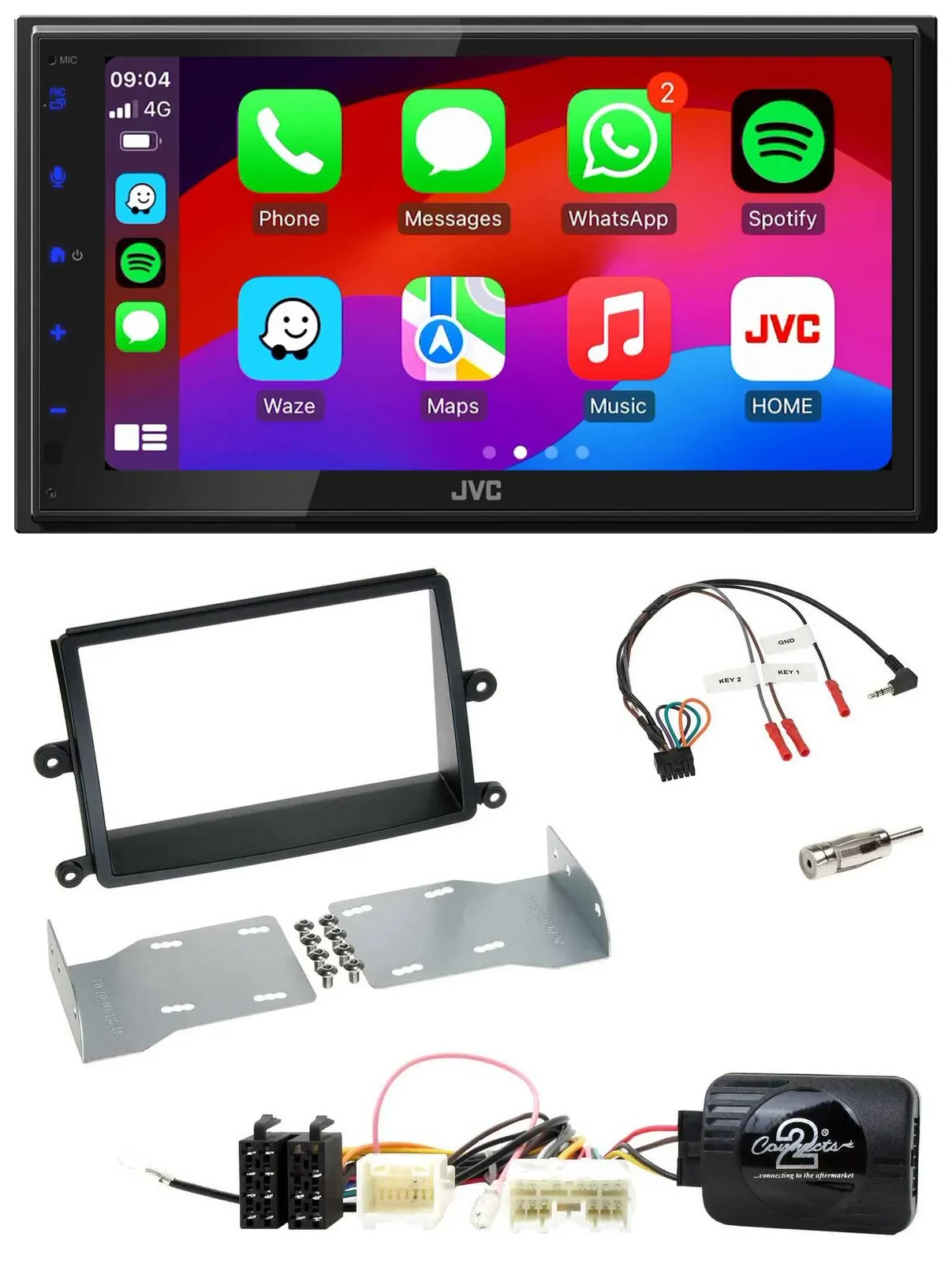 JVC Bluetooth 2DIN Lenkrad DAB USB Autoradio für Mitsubishi L200 06-15