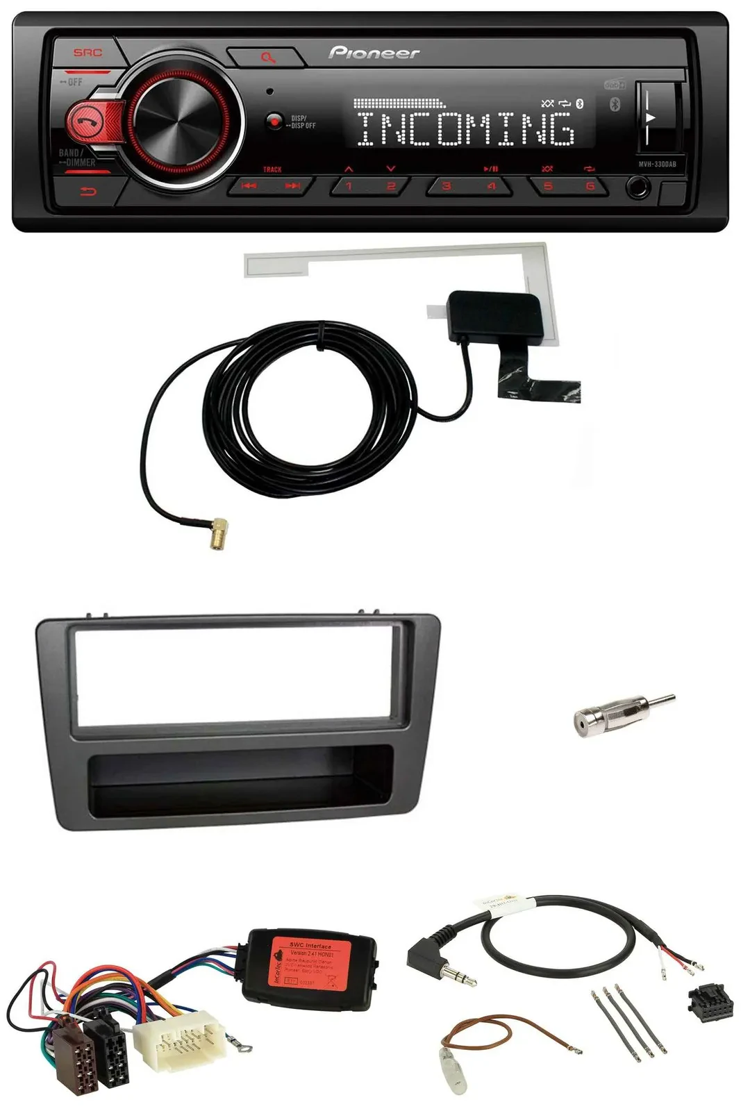 Автомагнитола для Honda Civic 01–03 Pioneer USB, DAB, Bluetooth, черная