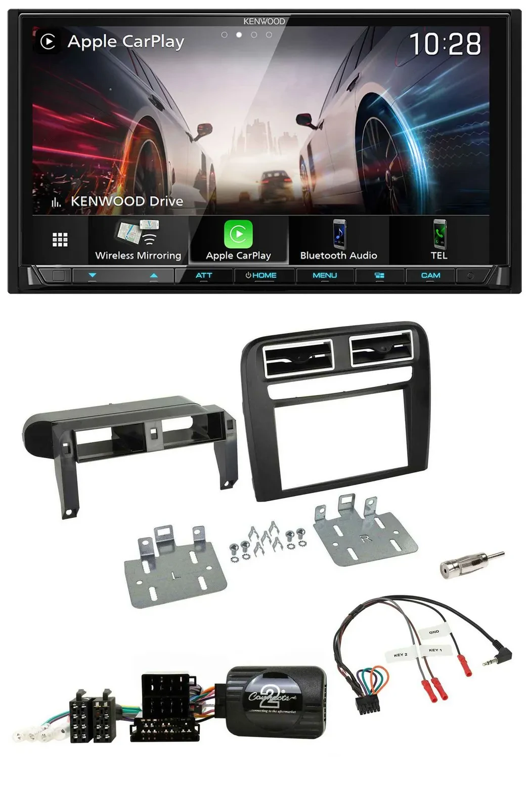 Kenwood Lenkrad 2DIN USB DAB Bluetooth Autoradio für Fiat Grande Punto 06-09 sch