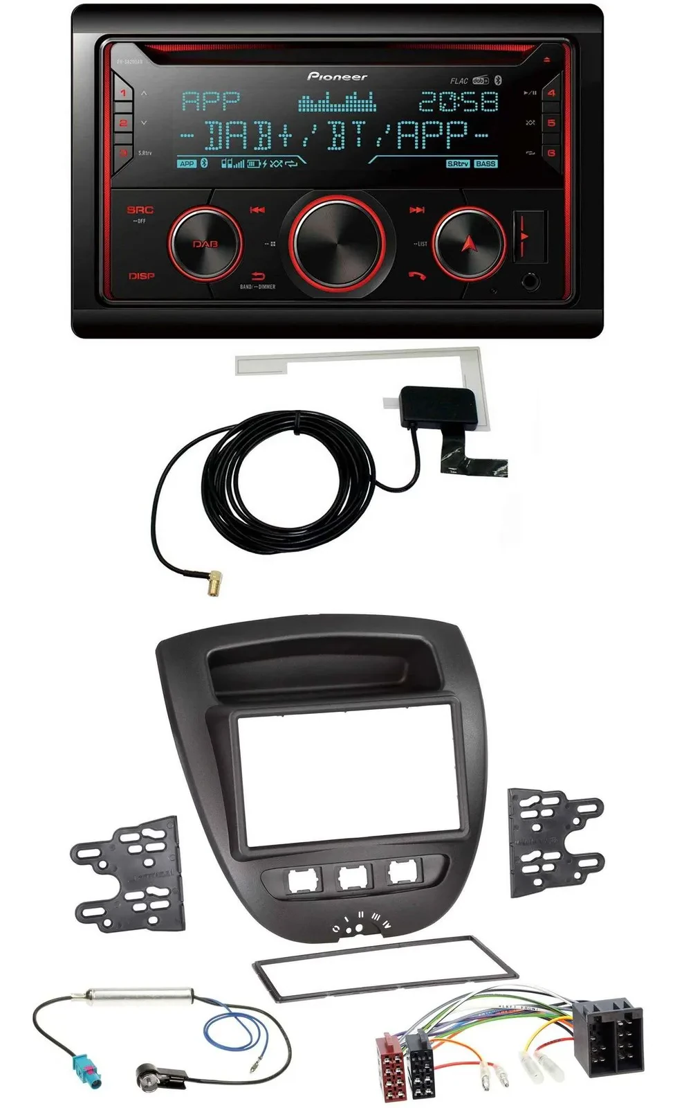 Автомагнитола Pioneer 2-DIN CD/MP3 DAB USB Bluetooth для Toyota Aygo, Peugeot 107, Citroën C1