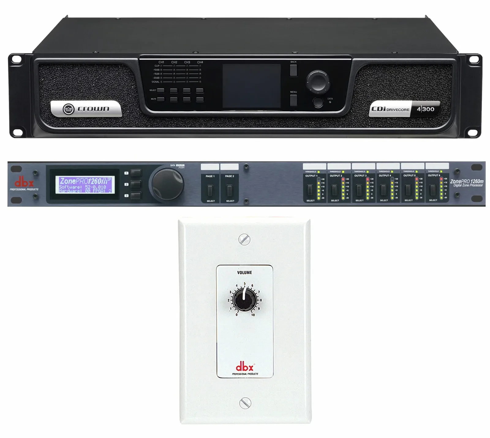 Crown CDI4300 CDI 4 x 300 Watt 70V Commercial Amplifier+Processor+Wall Control