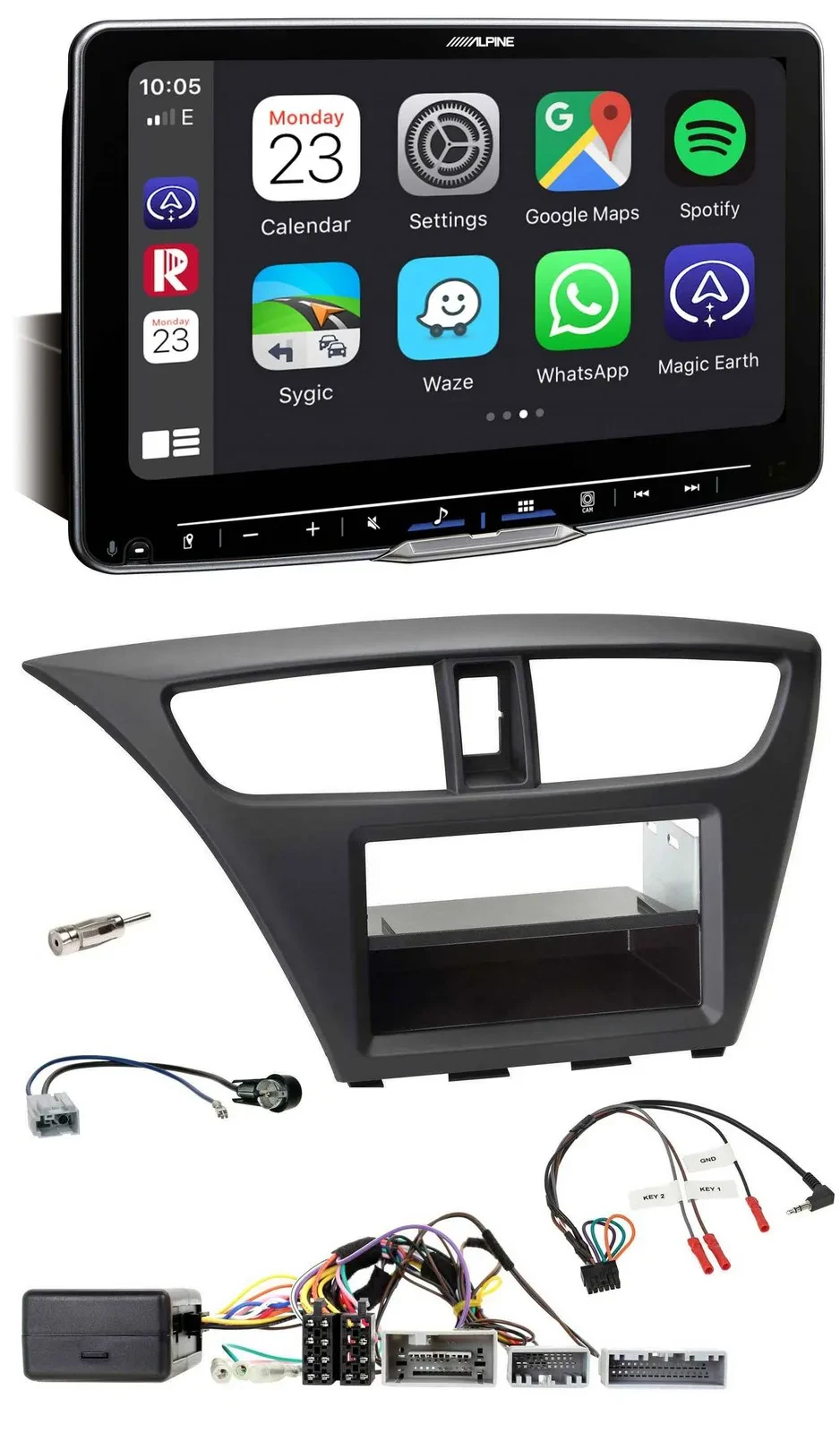 Автомагнитола для Honda Civic (с 2012) Alpine Bluetooth USB DAB, поддержка управления на руле