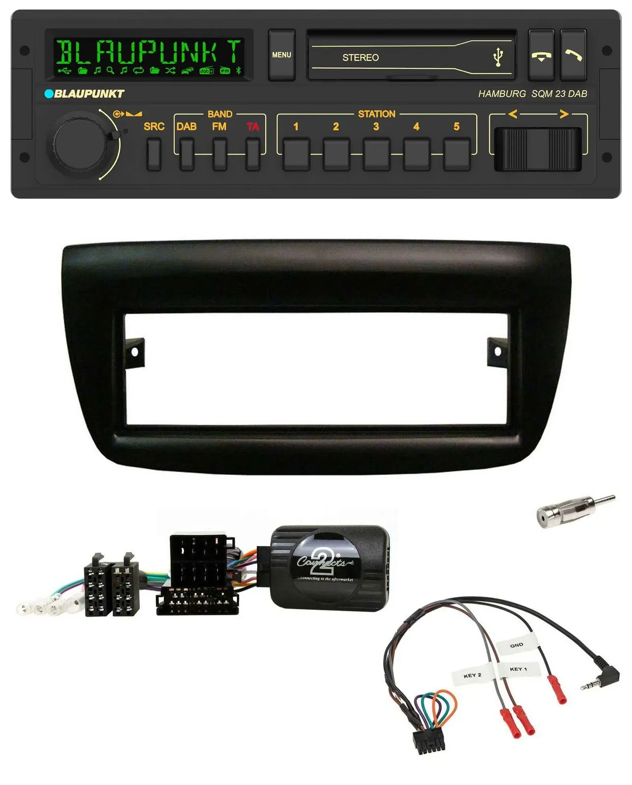 Blaupunkt USB DAB Bluetooth Lenkrad Autoradio für Fiat Doblo 2012-2015 schwarz